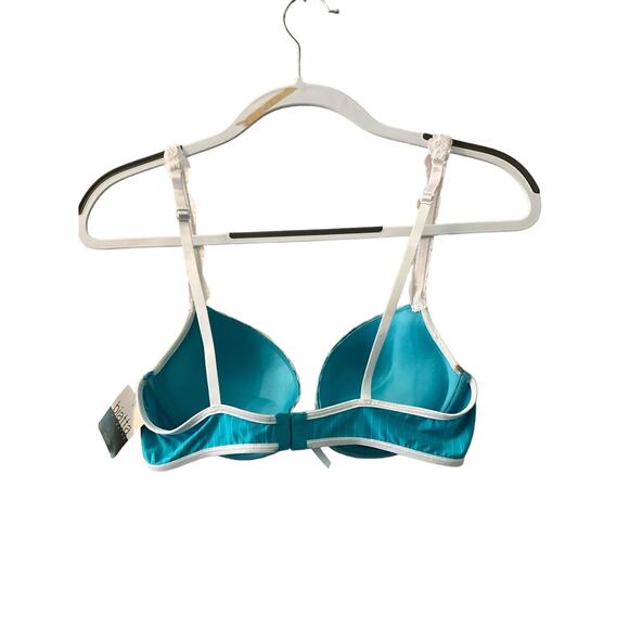 Biatta Push-Up Bra Women's 36C Blue/White Striped Underwire Lace Trim Nylon - Picture 2 of 5